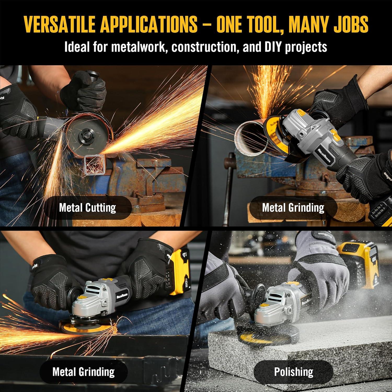 Amoladora Angular Inalámbrica ReliaRoads 20V 4-1/2" 8000RPM