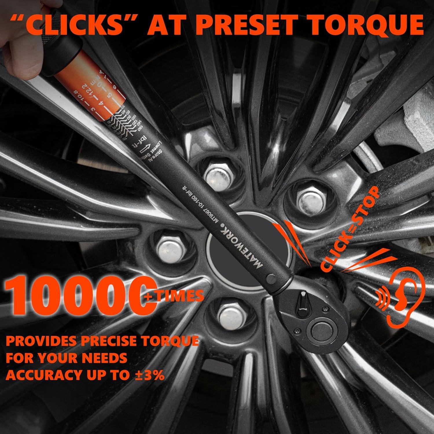 Llave de Torque de Click 1/2" Matework 10-160 ft.lb (13.56-217.73 Nm)