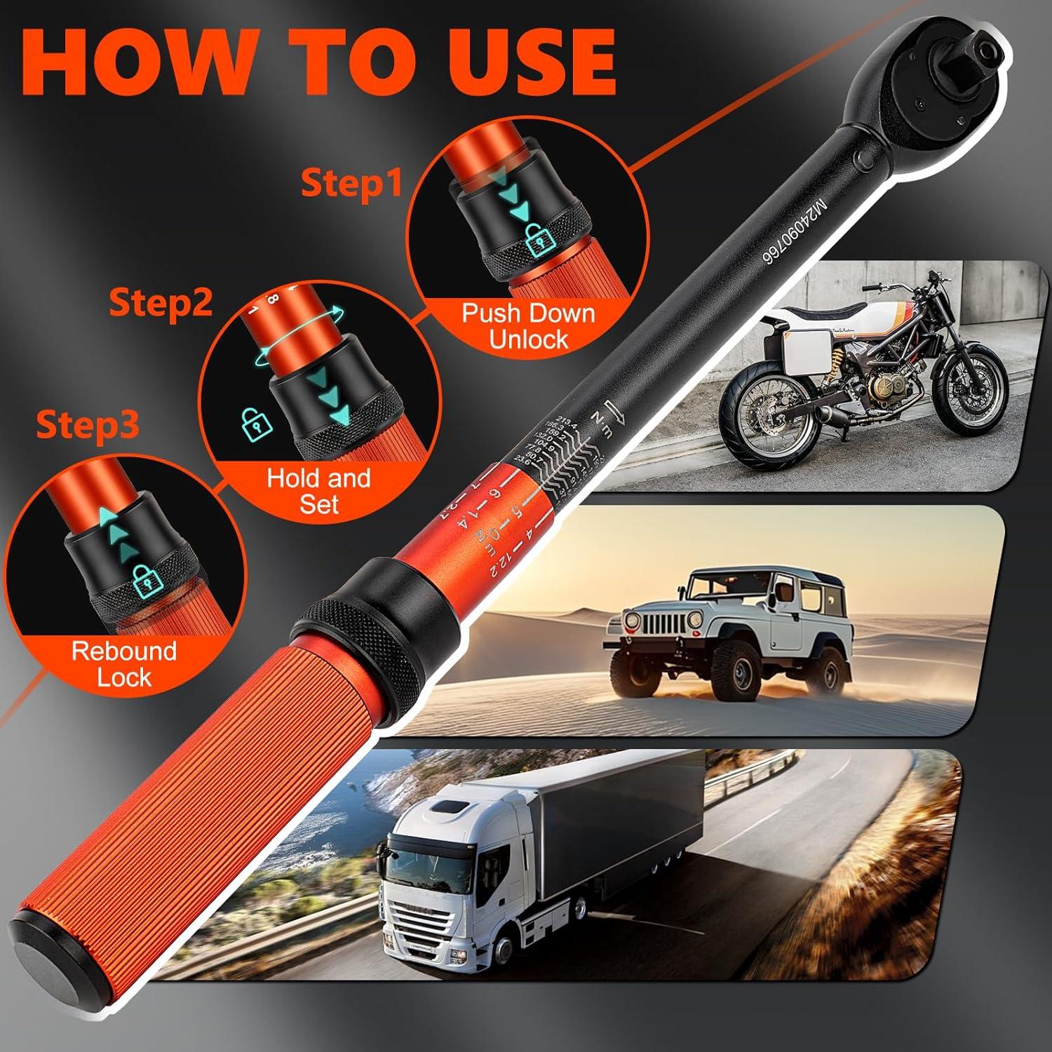 Llave de Torque de Click 1/2" Matework 10-160 ft.lb (13.56-217.73 Nm)