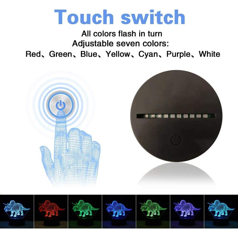 Lámpara de Noche LED 3D TITISKIN con 7 Colores y USB
