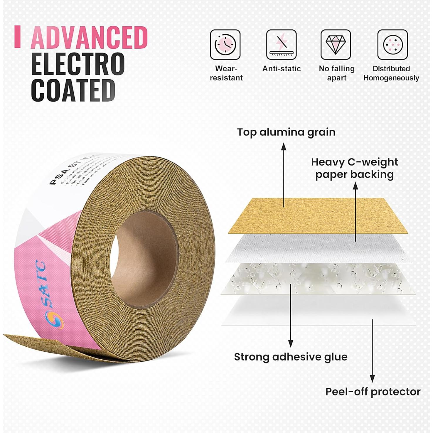 Papel de Lija PSA S SATC 40 Granos 6.99 cm x 18.29 m