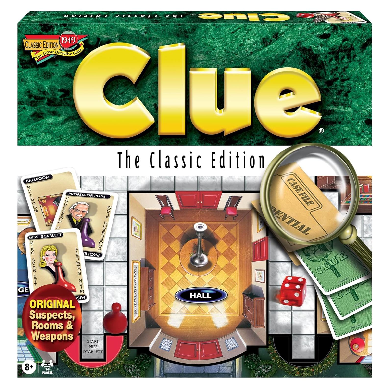Juego Clue Clásico Winning Moves para 3 a 6 Jugadores