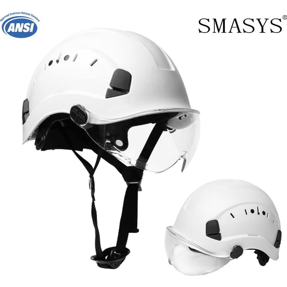 Casco de Seguridad SMASYS ABS Ajustable con Visera Blanca