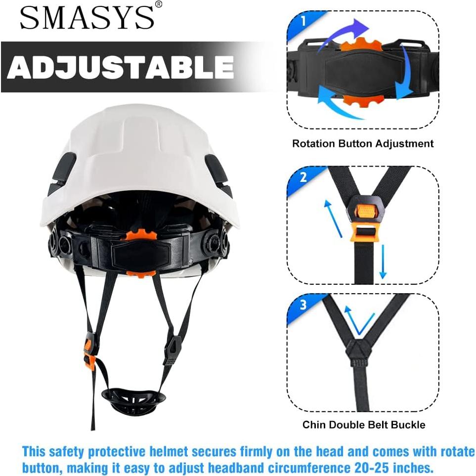 Casco de Seguridad SMASYS ABS Ajustable con Visera Blanca
