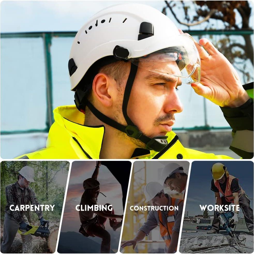 Casco de Seguridad SMASYS ABS Ajustable con Visera Blanca