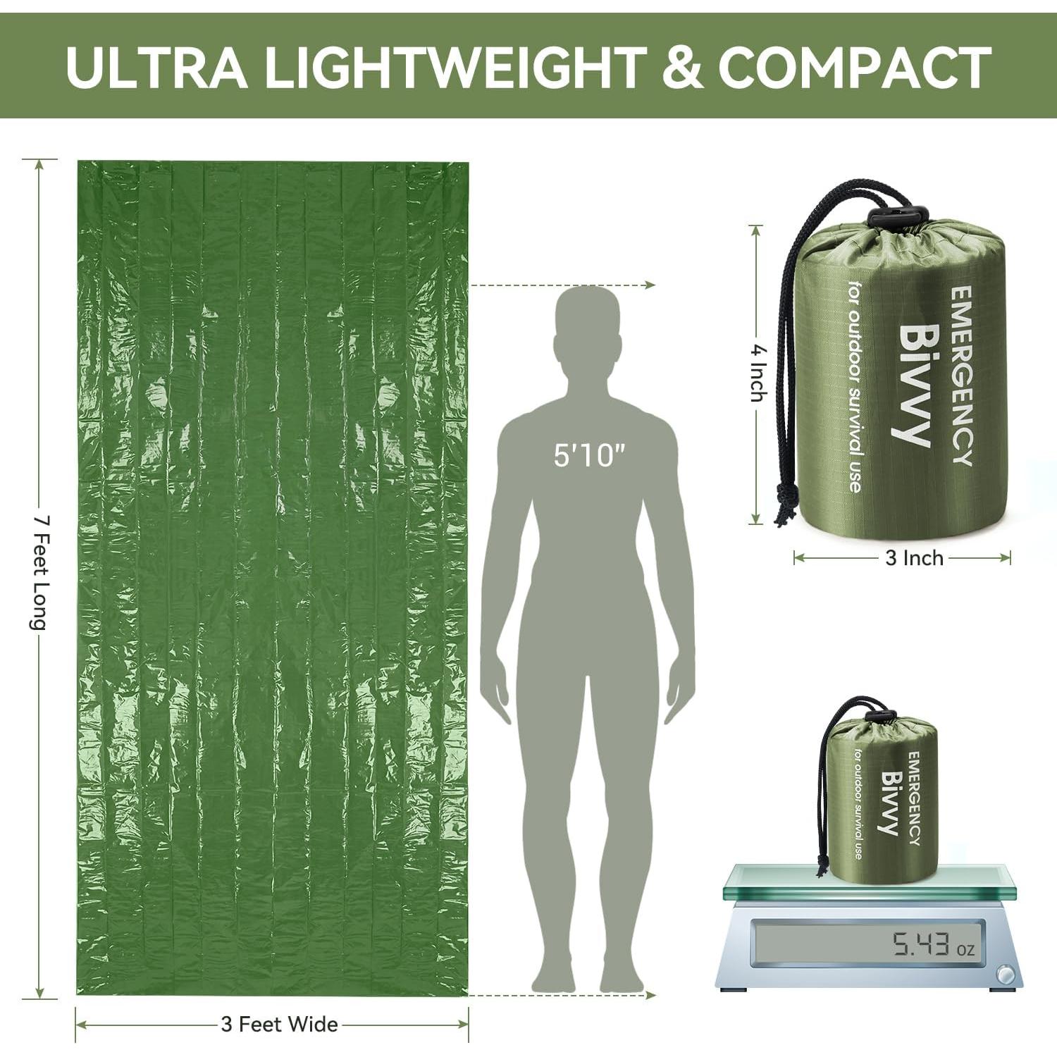 Saco de dormir de emergencia Esky Bivy 2Pack Mylar Verde