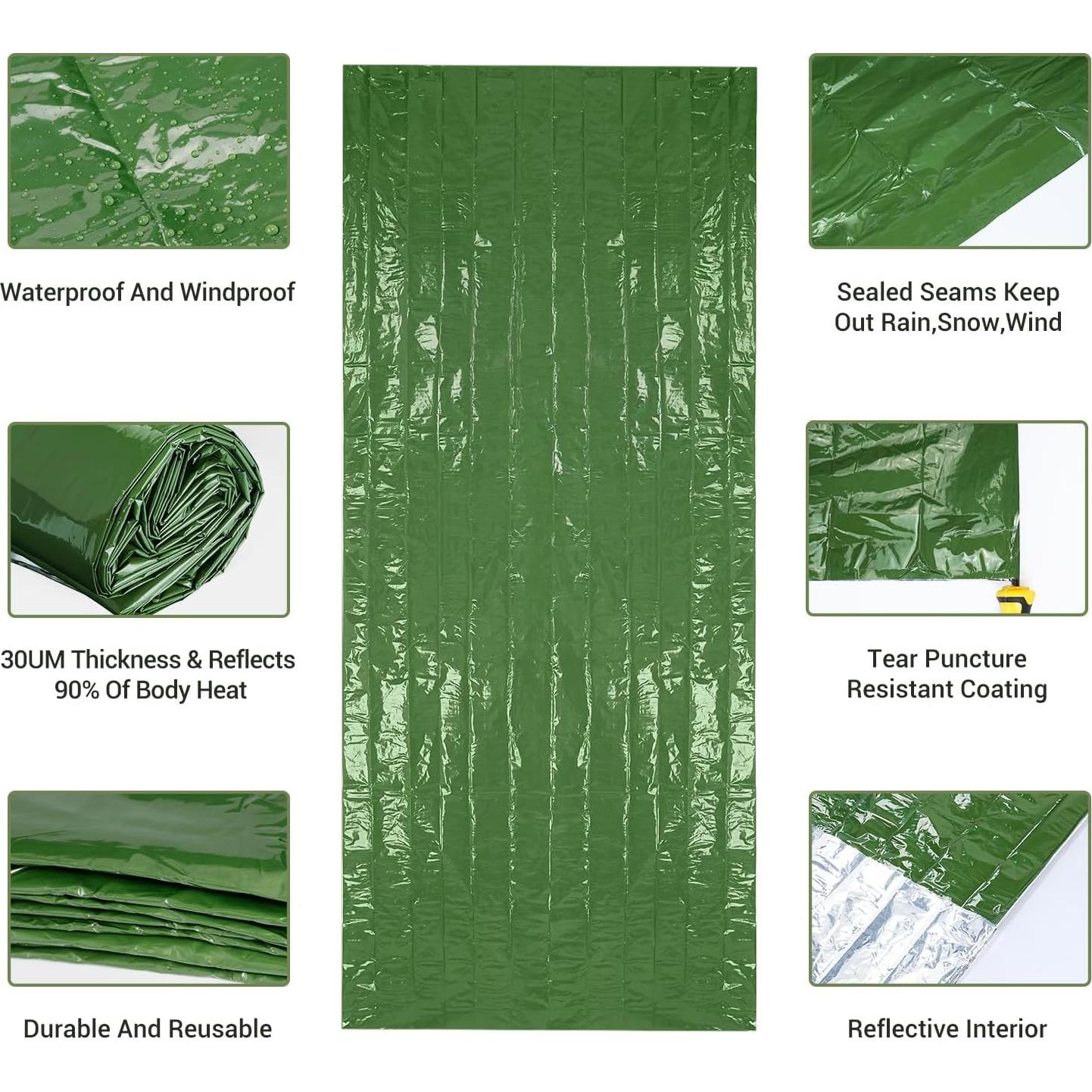 Saco de dormir de emergencia Esky Bivy 2Pack Mylar Verde