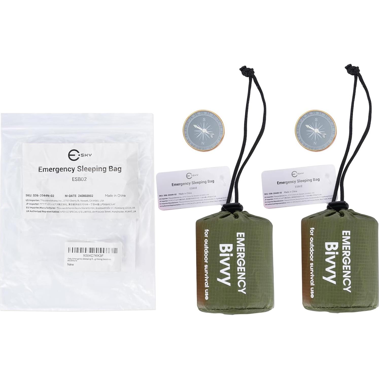 Saco de dormir de emergencia Esky Bivy 2Pack Mylar Verde