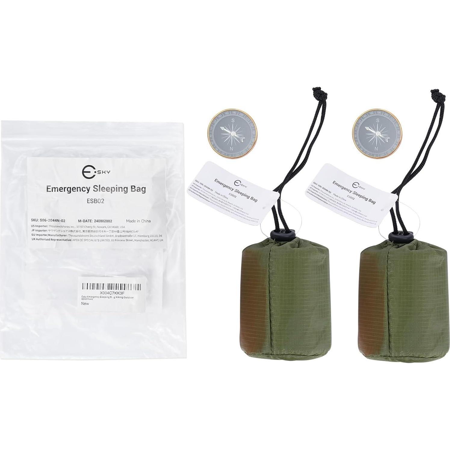 Saco de dormir de emergencia Esky Bivy 2Pack Mylar Verde