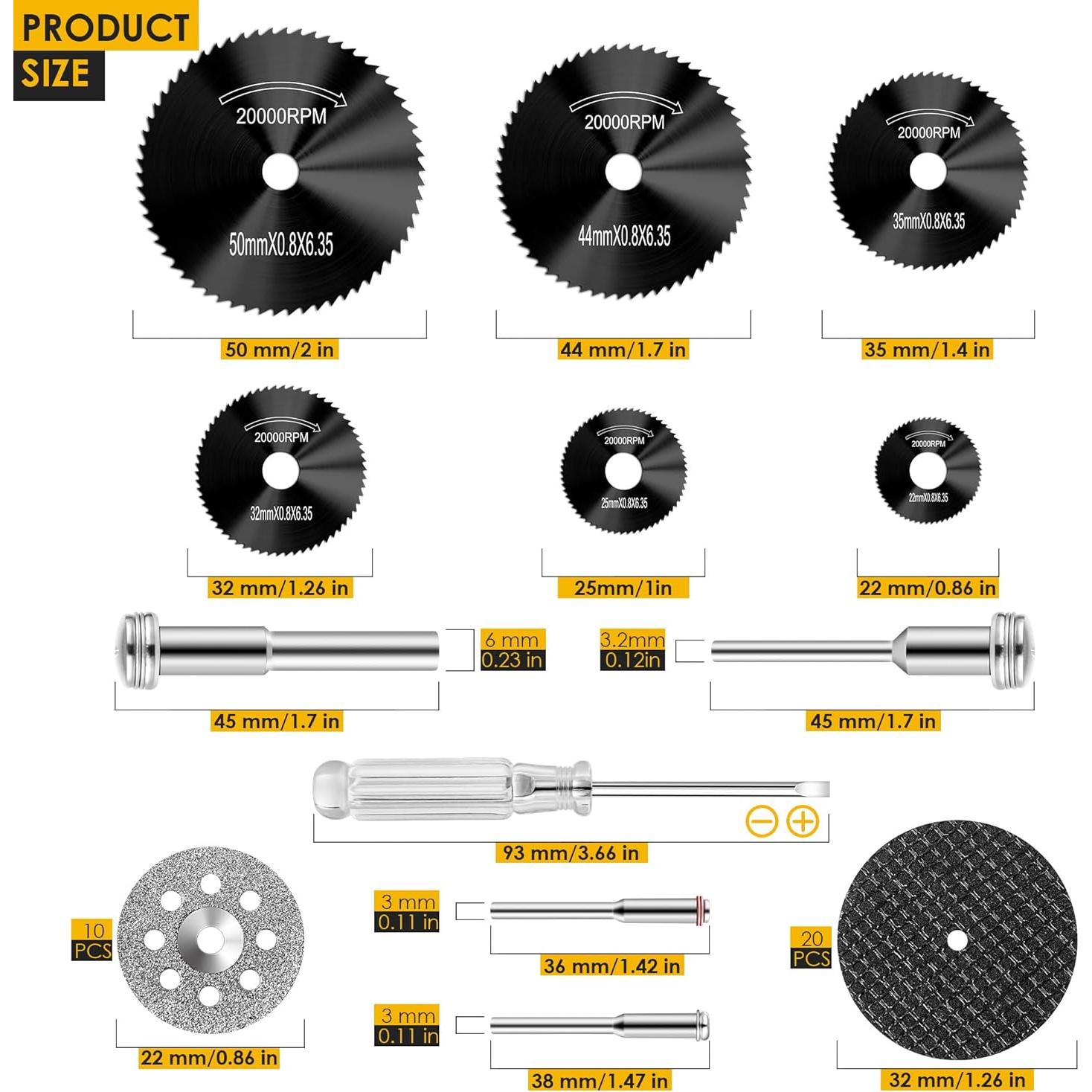 Juego de 44 Piezas Discos de Corte Kuenuilr para Herramienta Rotativa