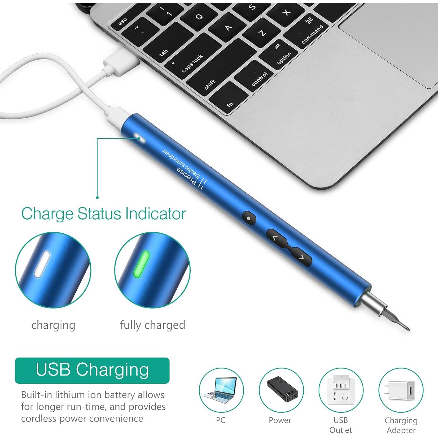 Destornillador Eléctrico ORIA 28 en 1 Recargable USB Tipo-C Azul