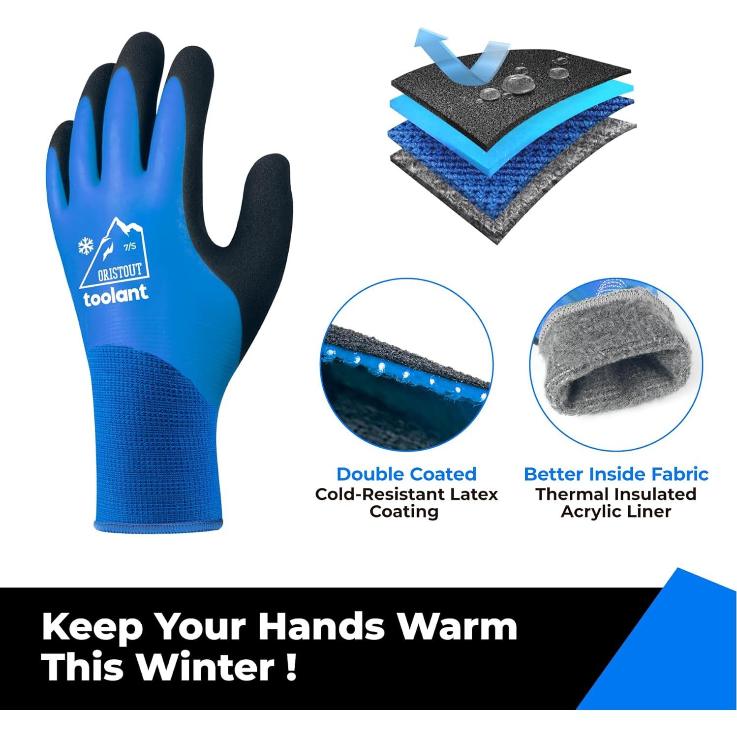 Guantes de Trabajo Impermeables OriStout Talla Grande Azul