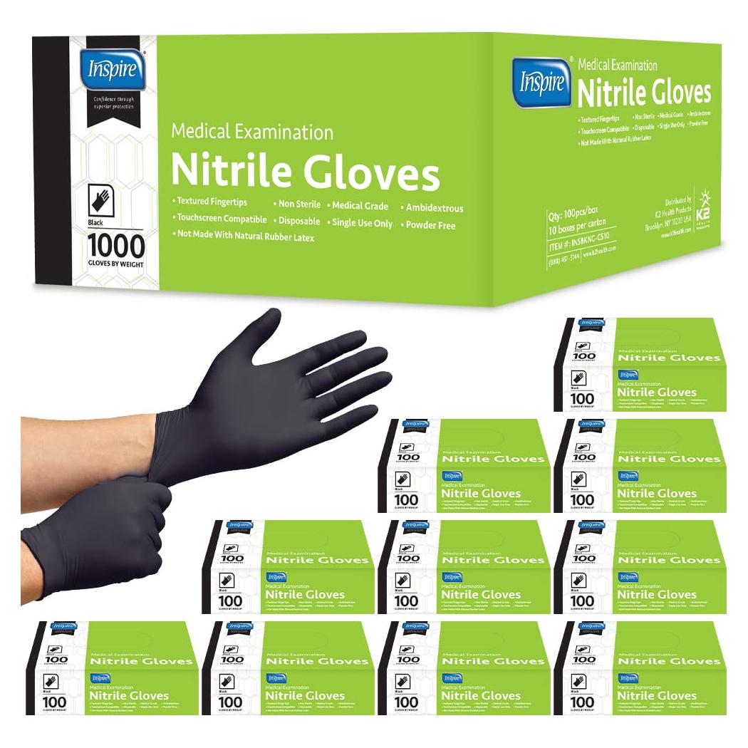 Guantes de Nitrilo Inspire Caja 1000 Mediana Negro