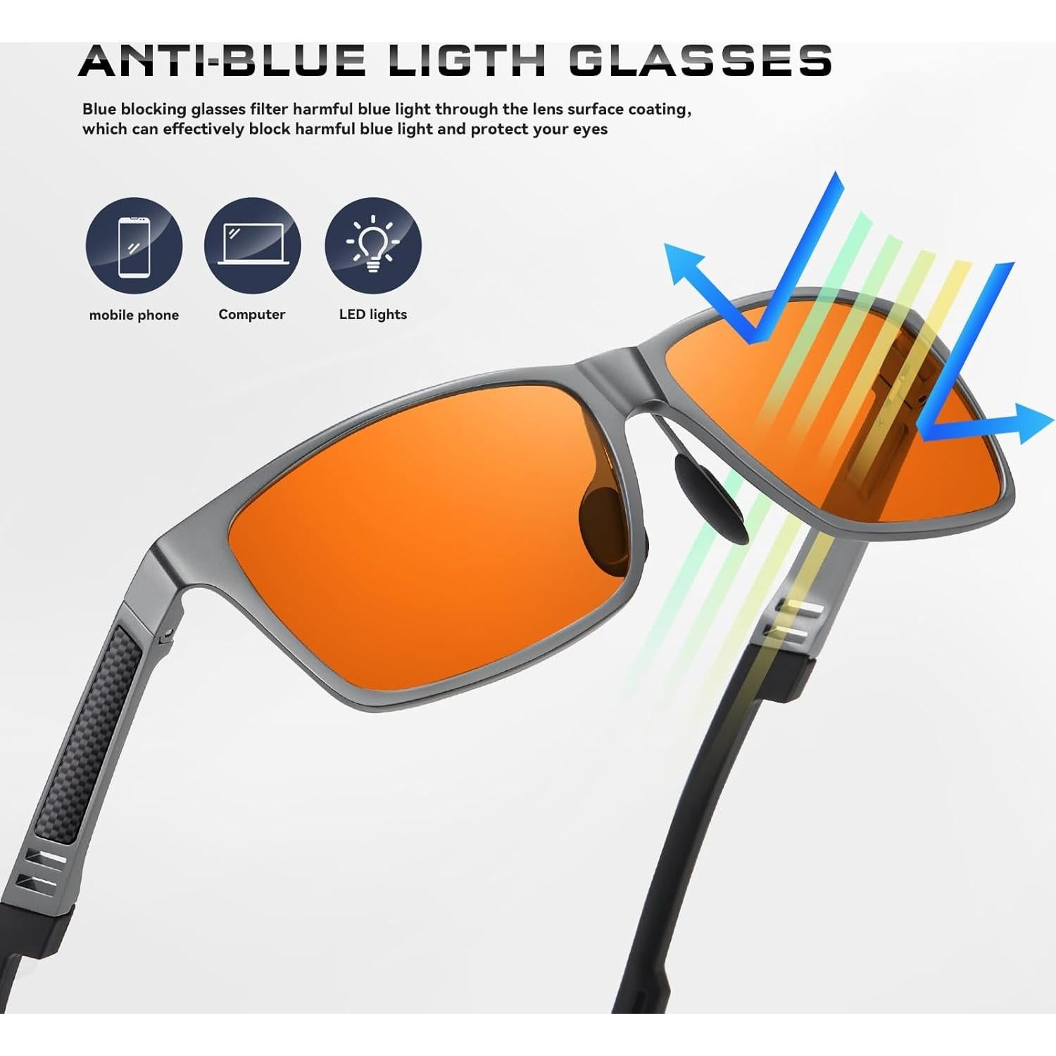 Gafas bloqueadoras luz azul Reglaaly naranjas para juegos