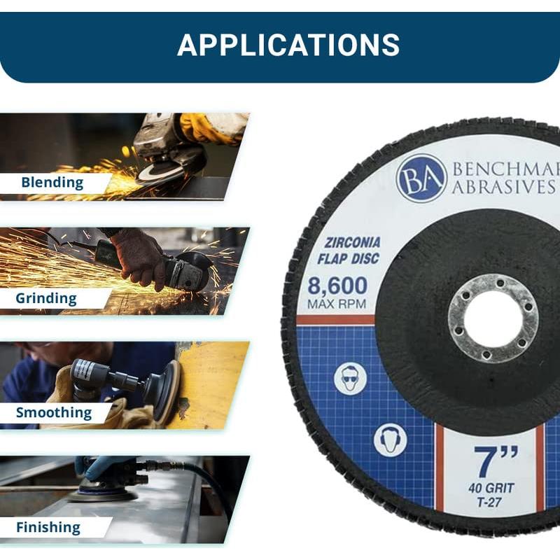 Discos de Aleta Jumbo 7" Zirconia Benchmark Abrasives 40 Grano - Paquete de 10