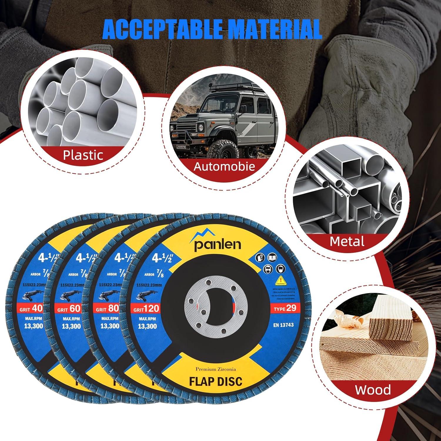 Discos de Flap de Zirconia 115mm T29 - Paquete de 20 Granos Mixtos