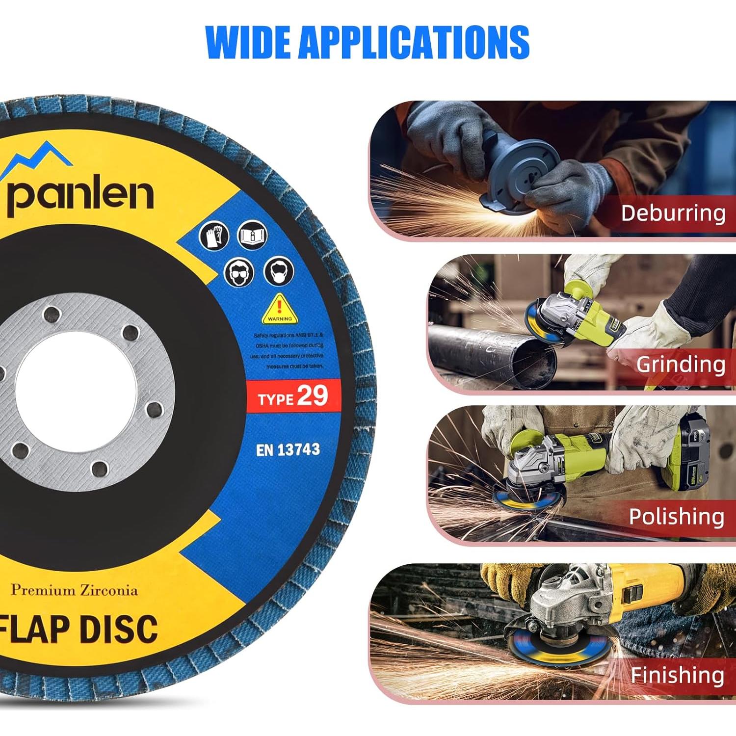 Discos de Flap de Zirconia 115mm T29 - Paquete de 20 Granos Mixtos