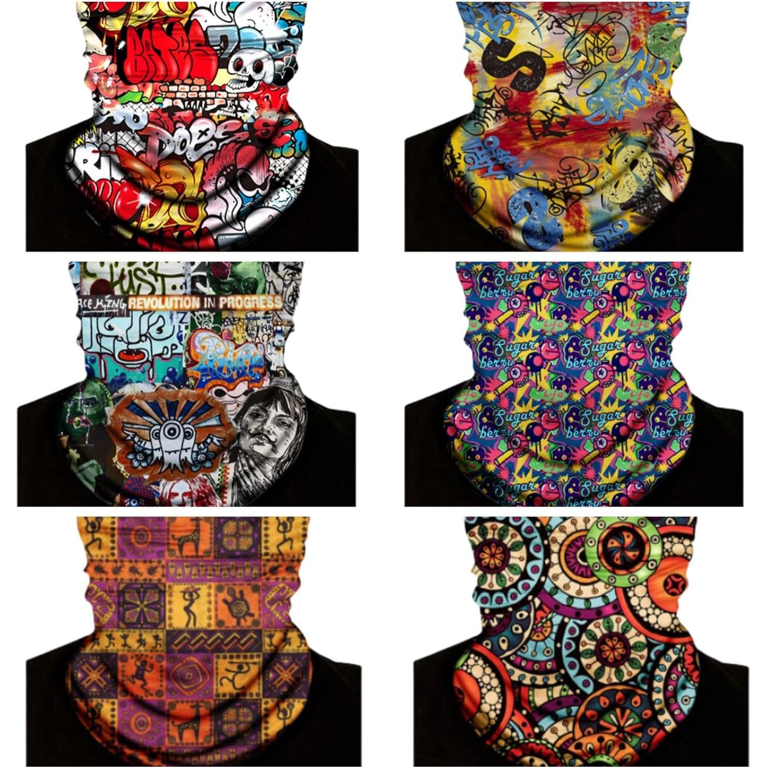 Paquete de 6 Gaiters de Cuello Bandana Multifuncional