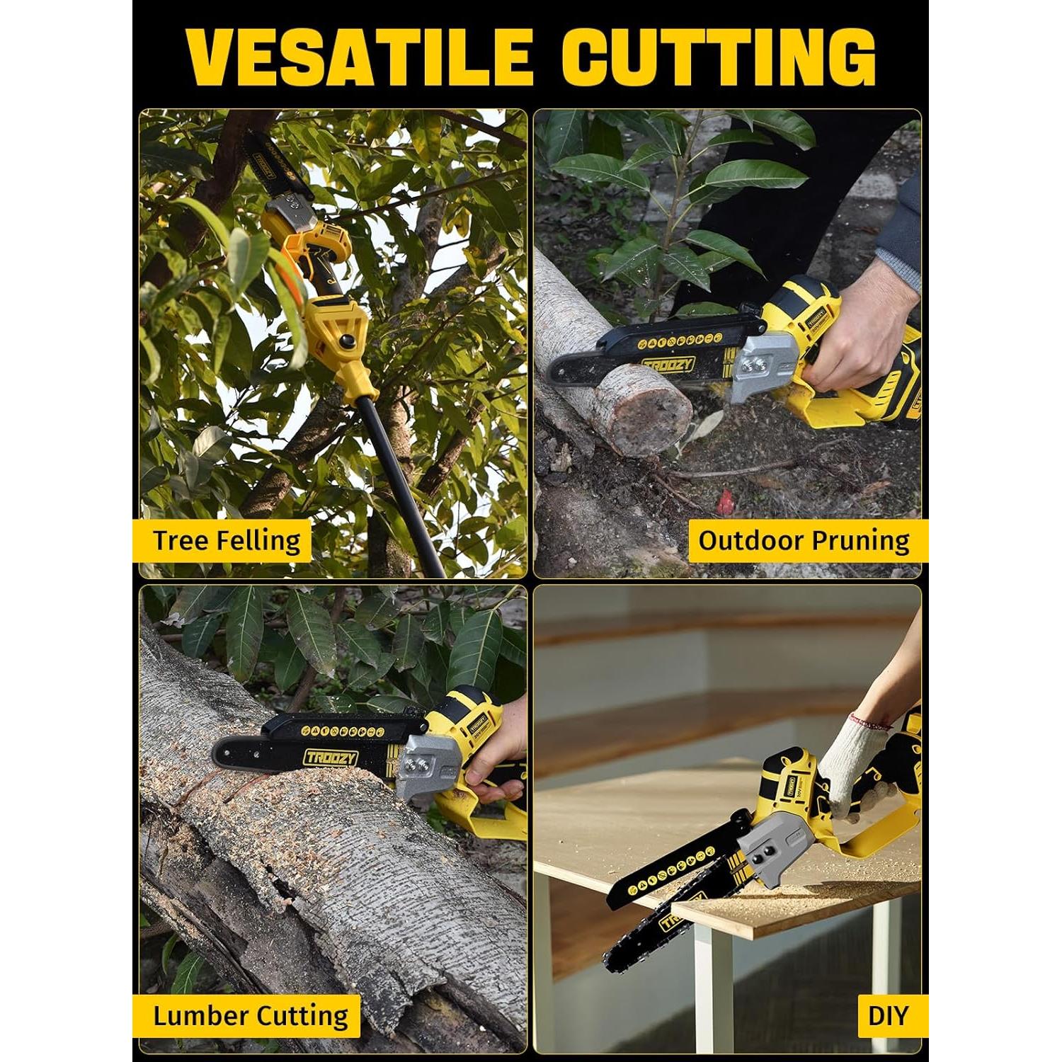 Cordless Pole Saw, 8-INCH 2-IN-1 Chainsaw, Electric Tree Trimmer with 9FT Telescopic Pole, 180°Angle for Tree Branches Pruning & Wood Cutting,Compatible with Makita Battery (no battery)