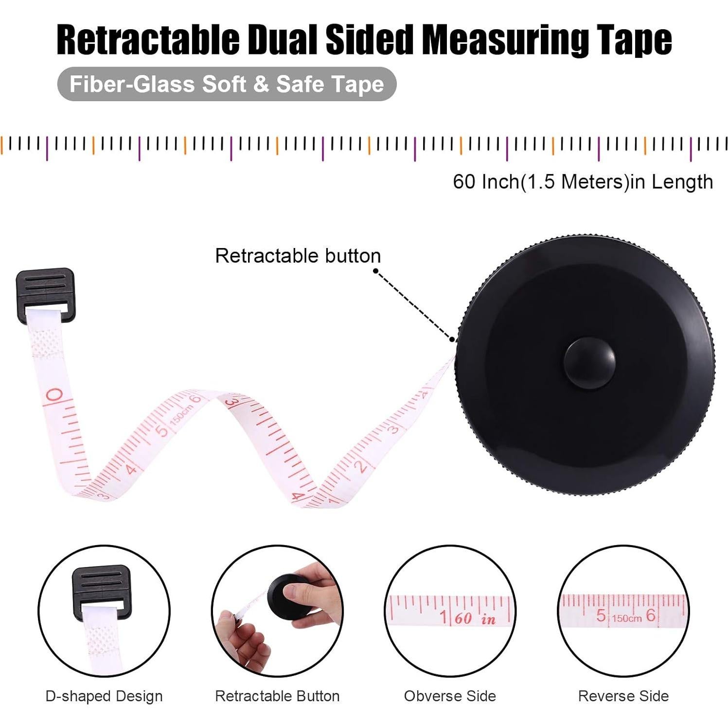 Cinta Métrica Retráctil BUSHIBU 1.5m Doble Cara 10 Colores