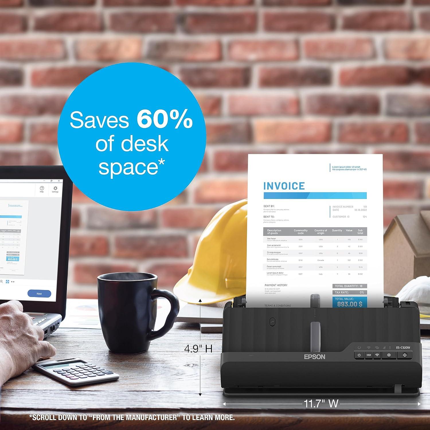 Escáner de Documentos Inalámbrico Epson WorkForce ES-C320W