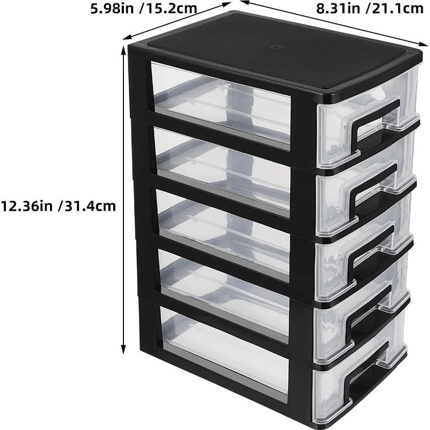 Gabinete de Almacenamiento Plástico SAFIGLE 5 Cajones Negro 31.4 cm