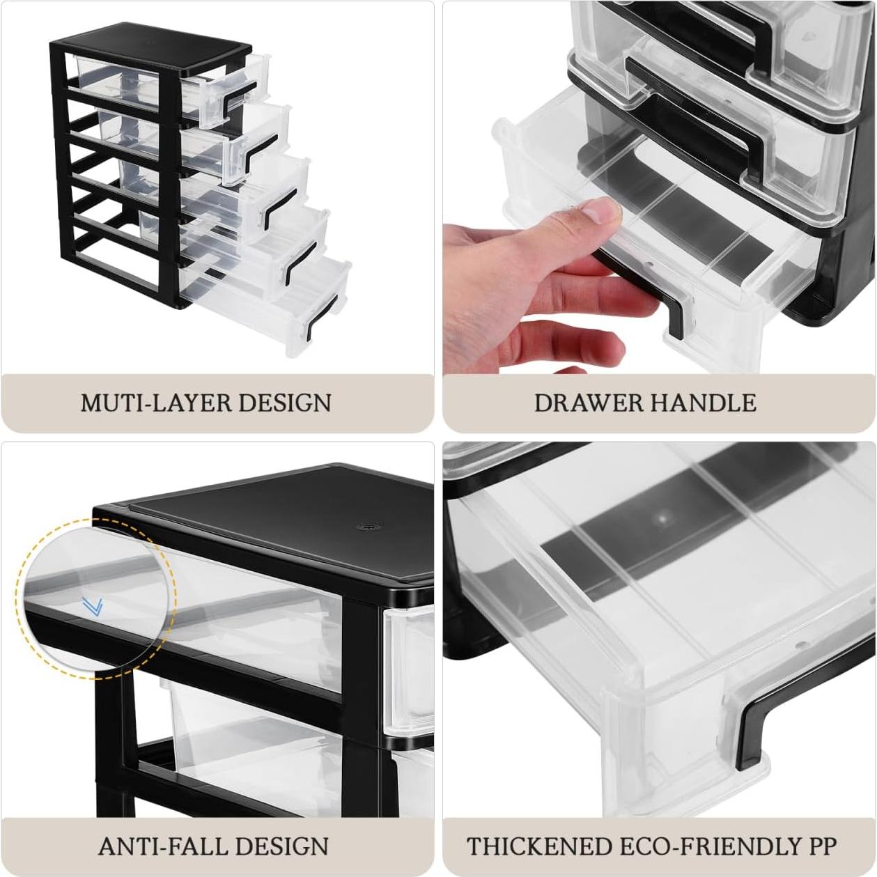 Gabinete de Almacenamiento Plástico SAFIGLE 5 Cajones Negro 31.4 cm
