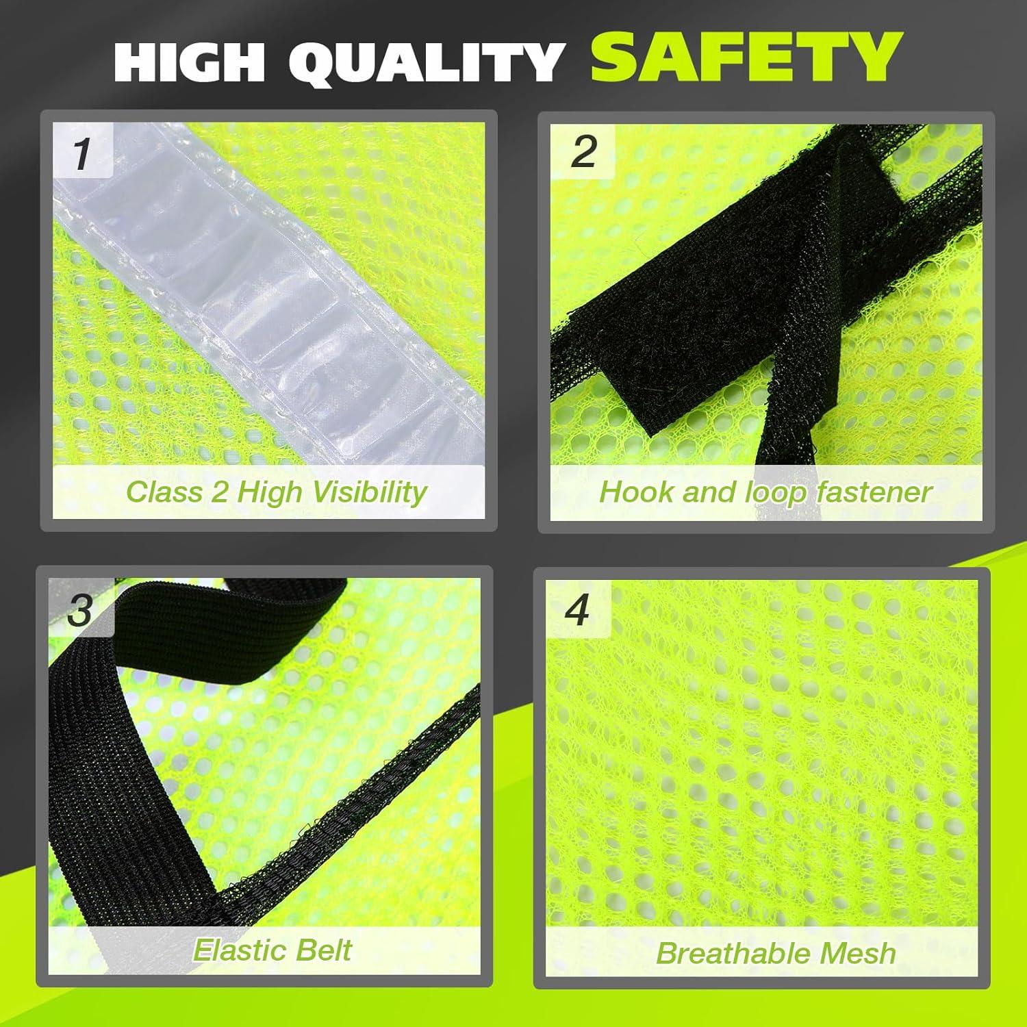 Chaleco Reflectante Jecery Neón Talla Universal 20 Piezas