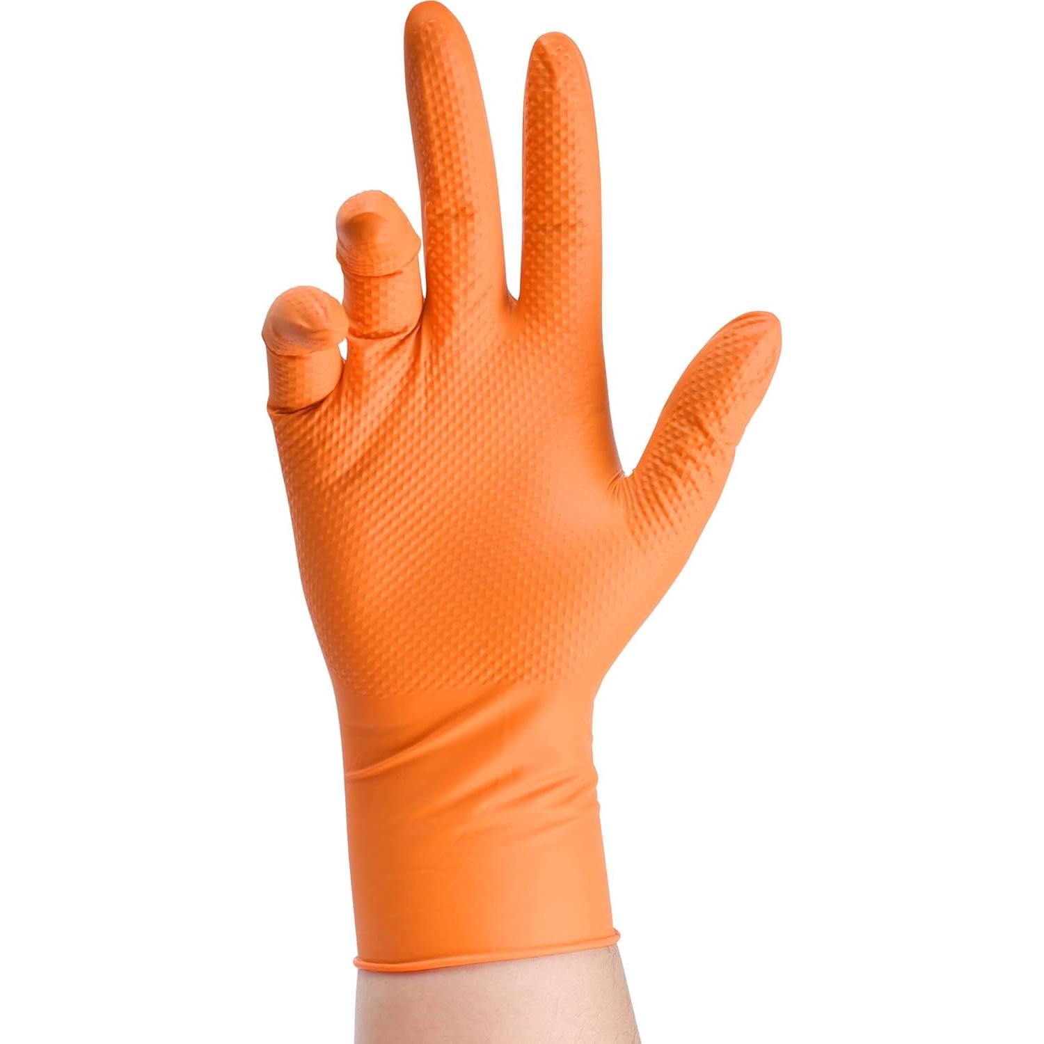 Guantes de Nitrilo TitanFlex Thor Grip Naranja 8-mil 100 Pzas