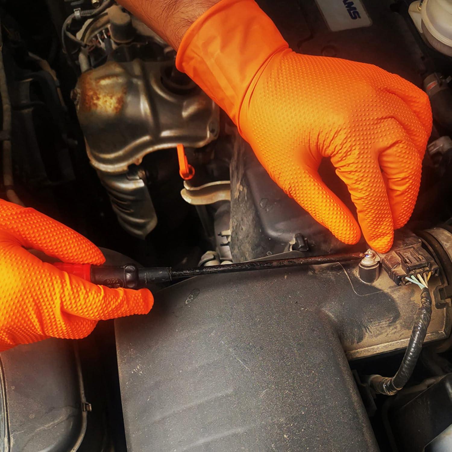 Guantes de Nitrilo TitanFlex Thor Grip Naranja 8-mil 100 Pzas