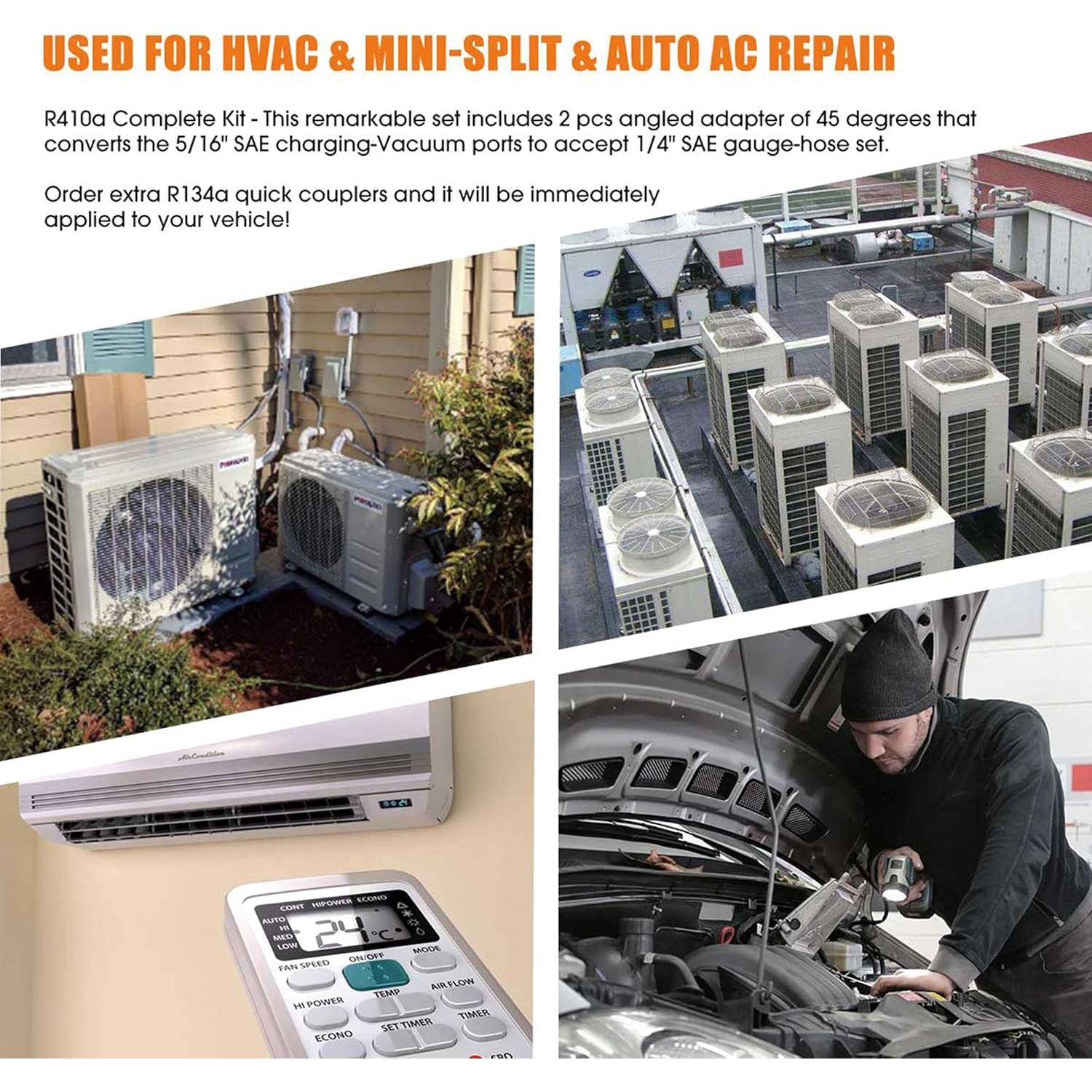 BACOENG Bomba de Vacío 3.6CFM Kit Manómetro R22 R32 R410A