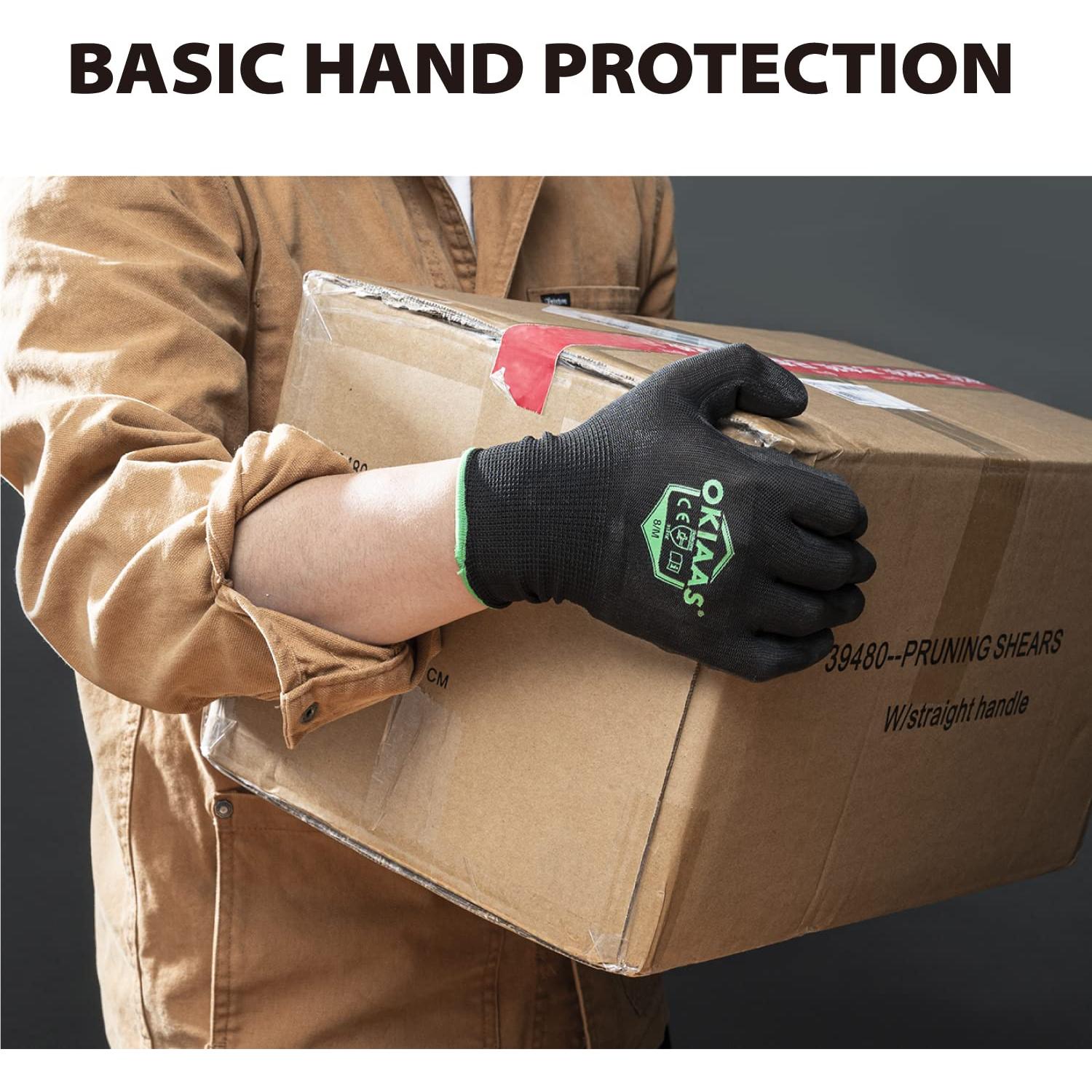 Guantes de Trabajo OKIAAS Ultra Delgados 12 Pares Negro XL