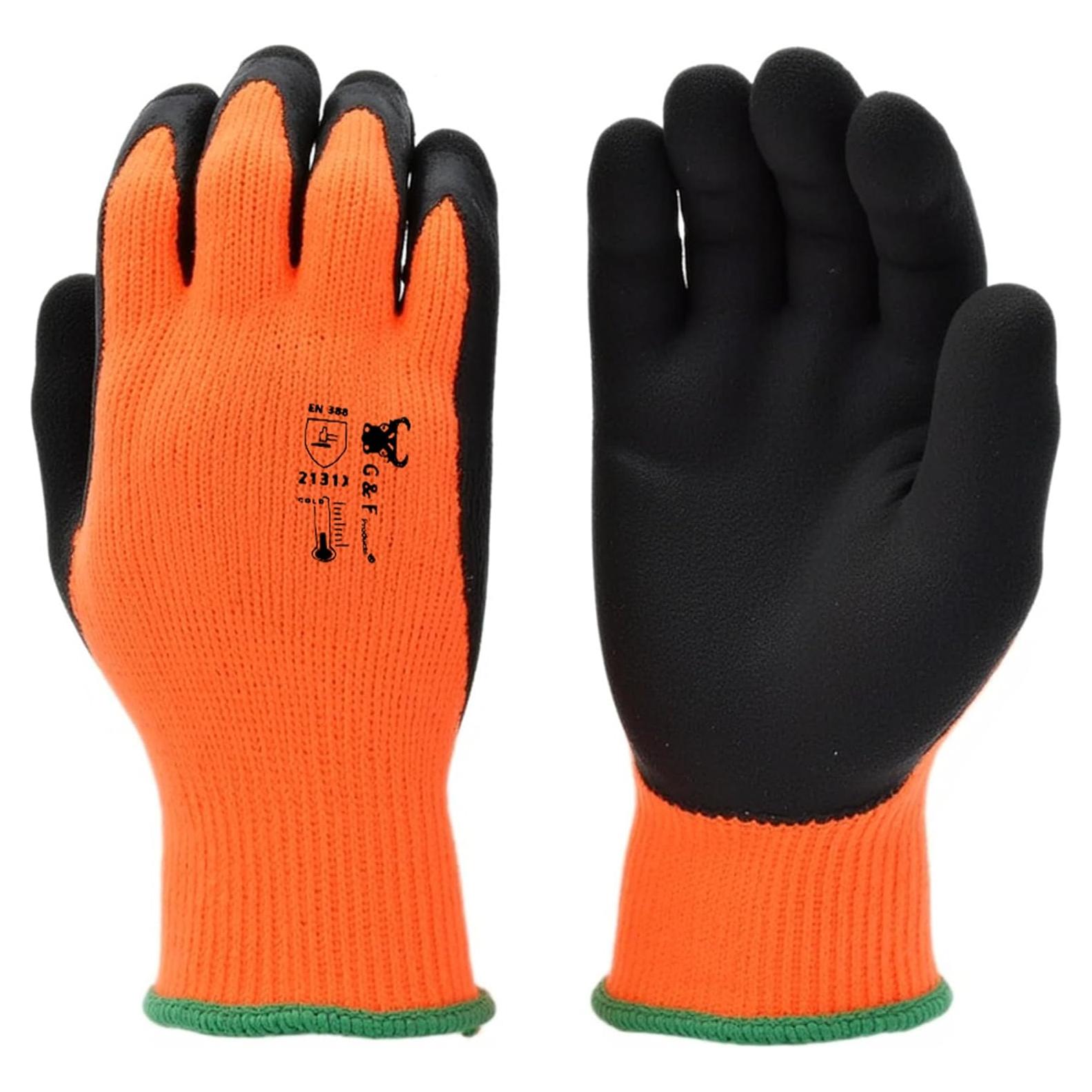 Guantes de Trabajo G & F 1528L para Invierno, Naranja