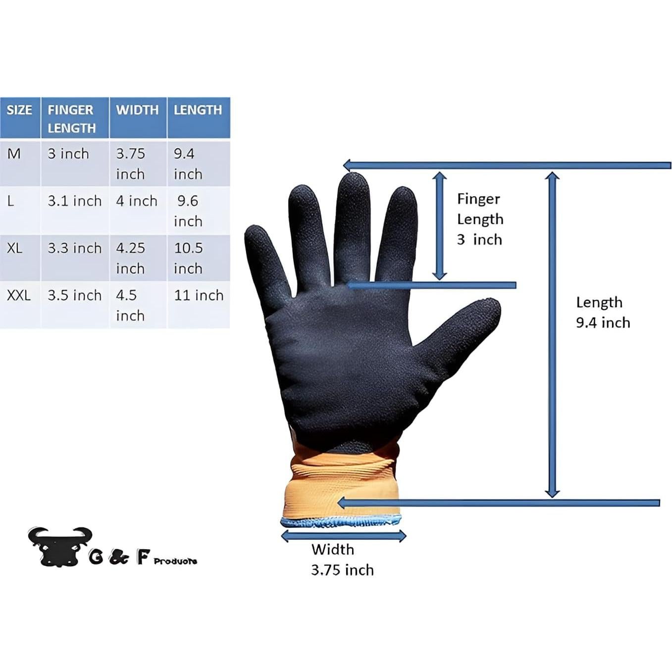 Guantes de Trabajo G & F 1528L para Invierno, Naranja