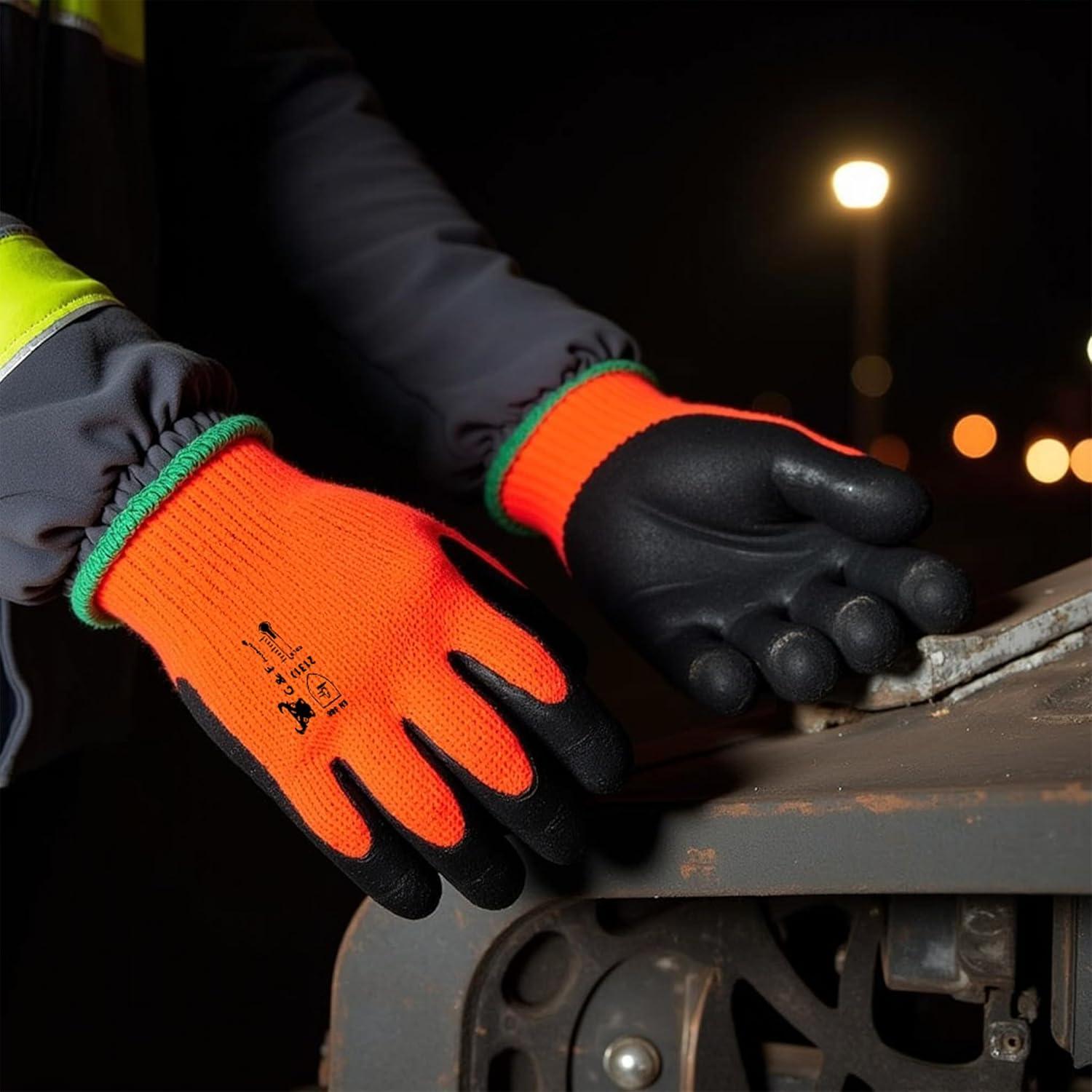 Guantes de Trabajo G & F 1528L para Invierno, Naranja