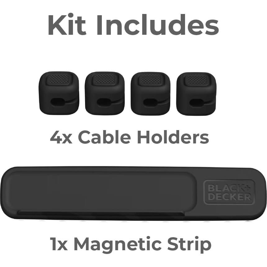 BLACK+DECKER Organizador de Cables Magnético - 4 Clips