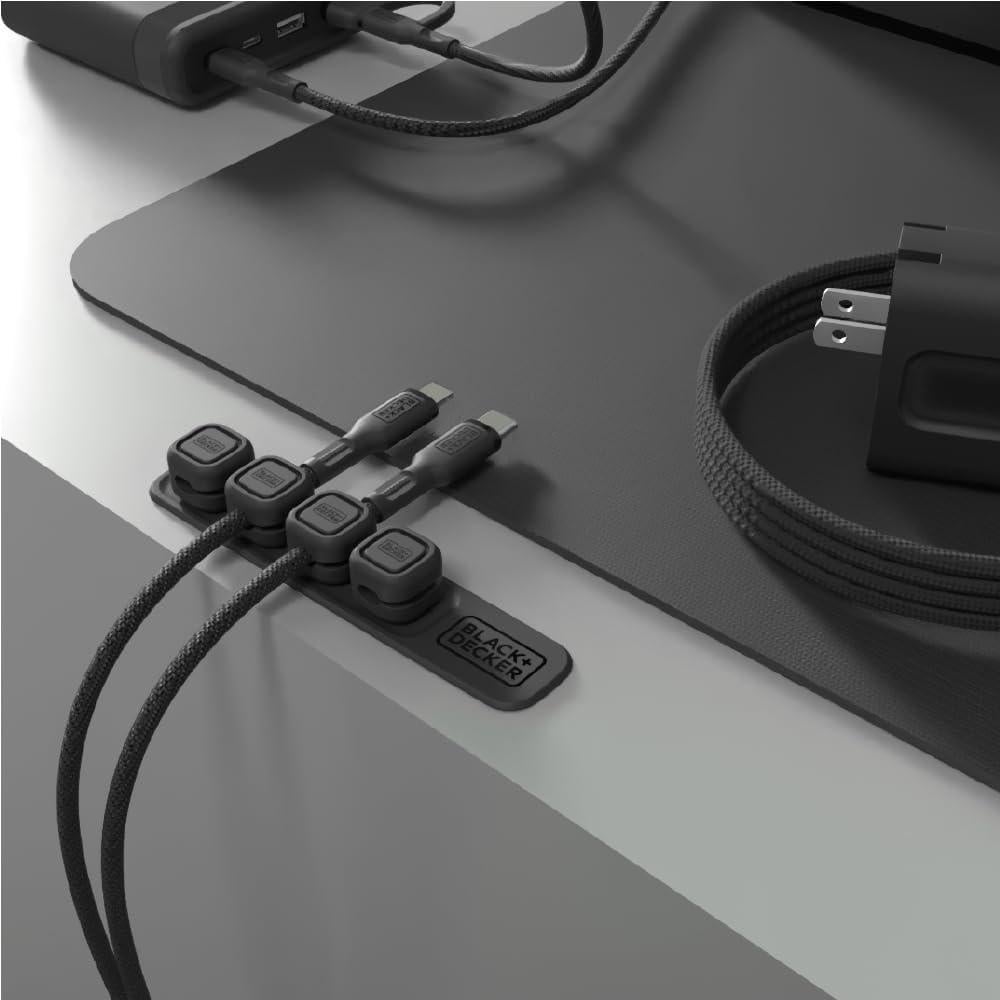 BLACK+DECKER Organizador de Cables Magnético - 4 Clips