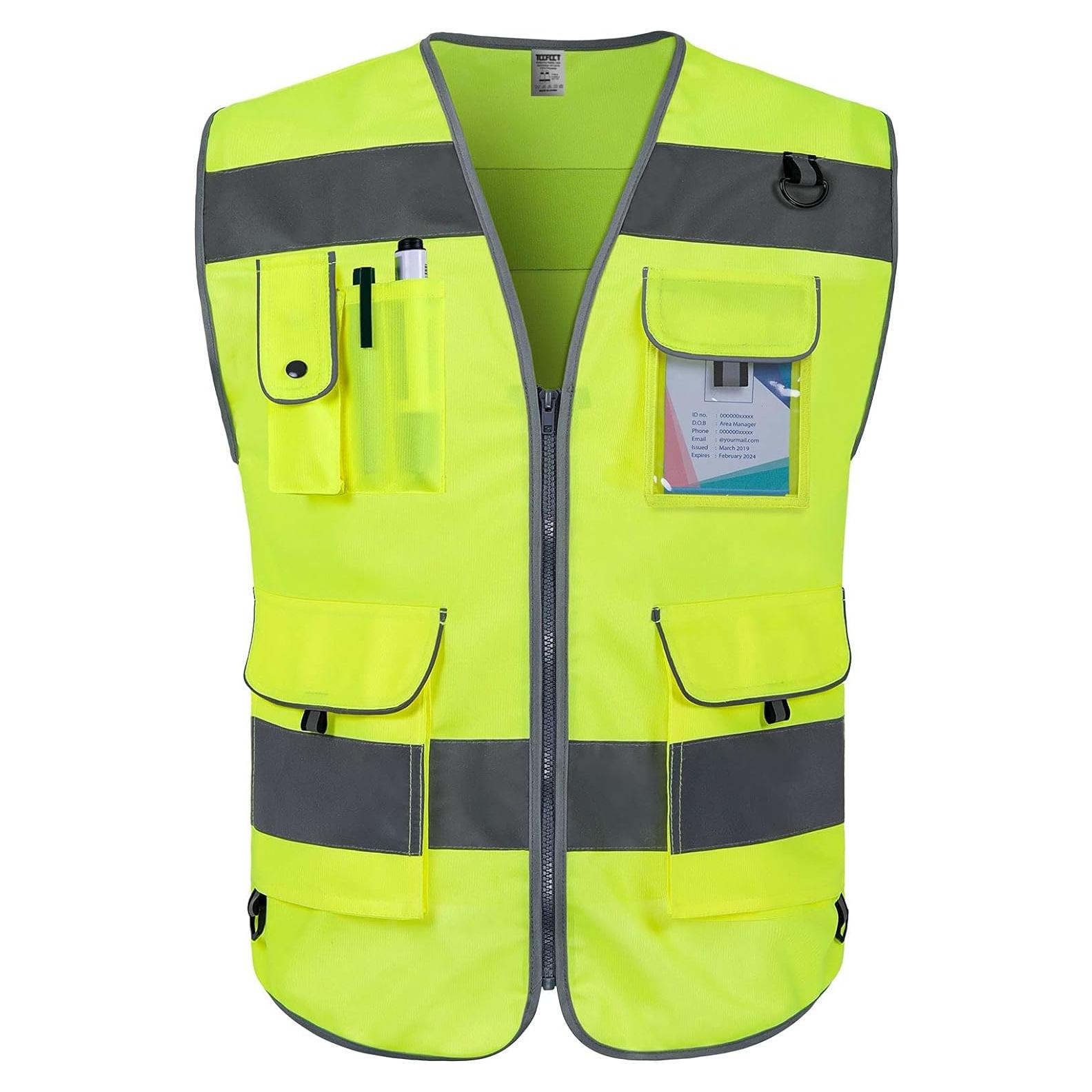 Chaleco de Seguridad TCCFCCT Amarillo Unisex 9 Bolsillos