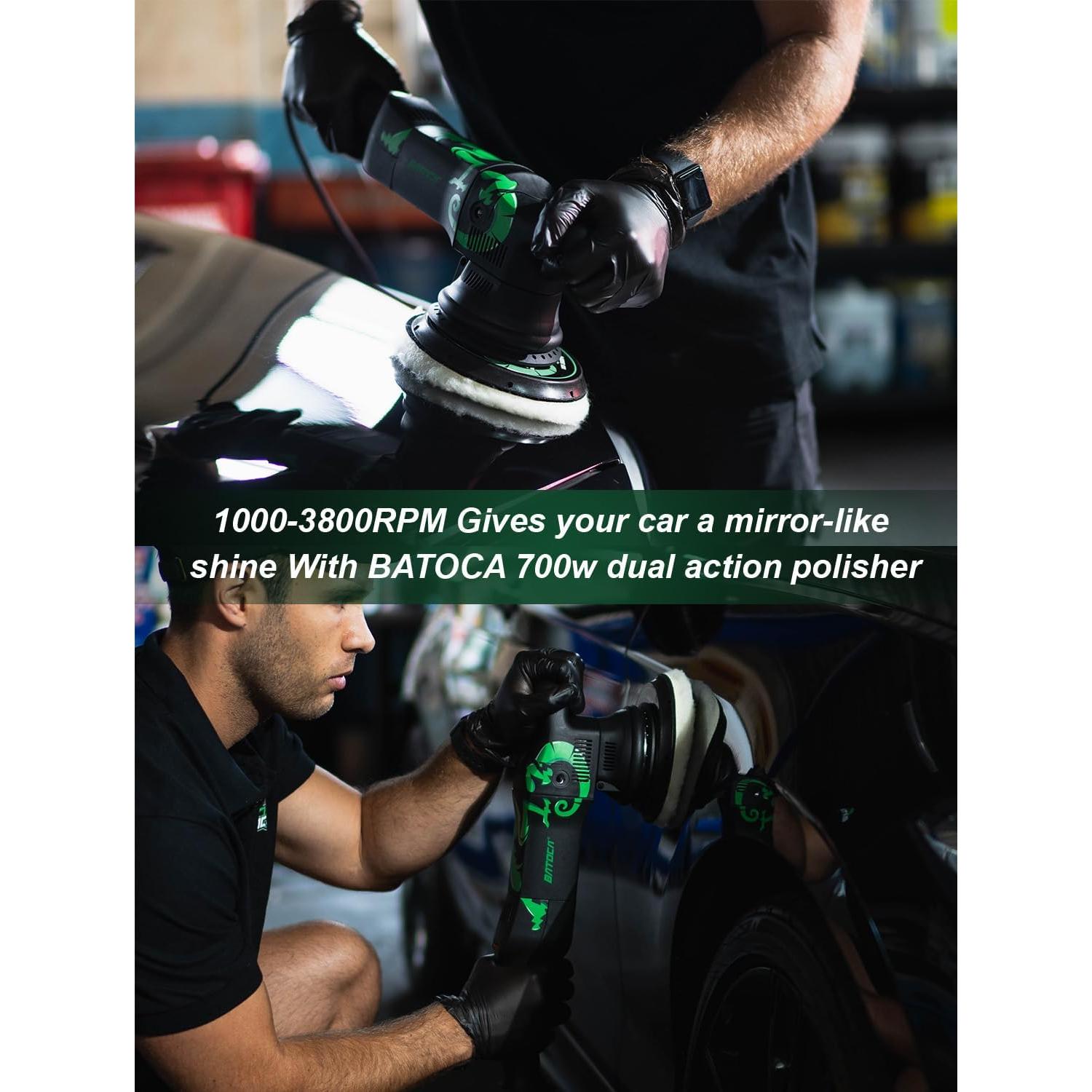 BATOCA Dual Action Polisher, Auto Buffers and Polishers, DA Buffer for Car Detailing, 6 Inches and 700w Random Orbital ,6 Variable Speed with Polishing Pads for Waxing,Buffing,Sanding,Polishing