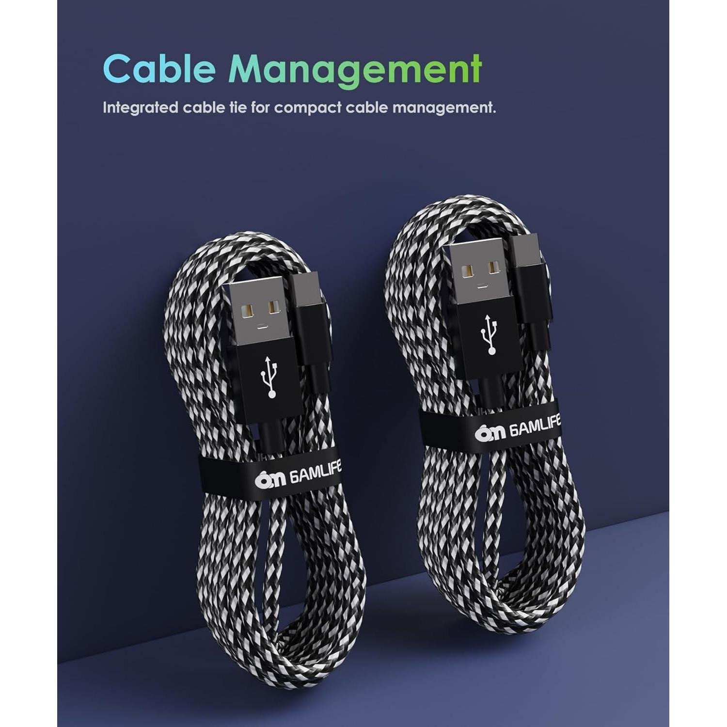 Cable de carga Micro USB 6amLifestyle 3m para PS4 y Xbox