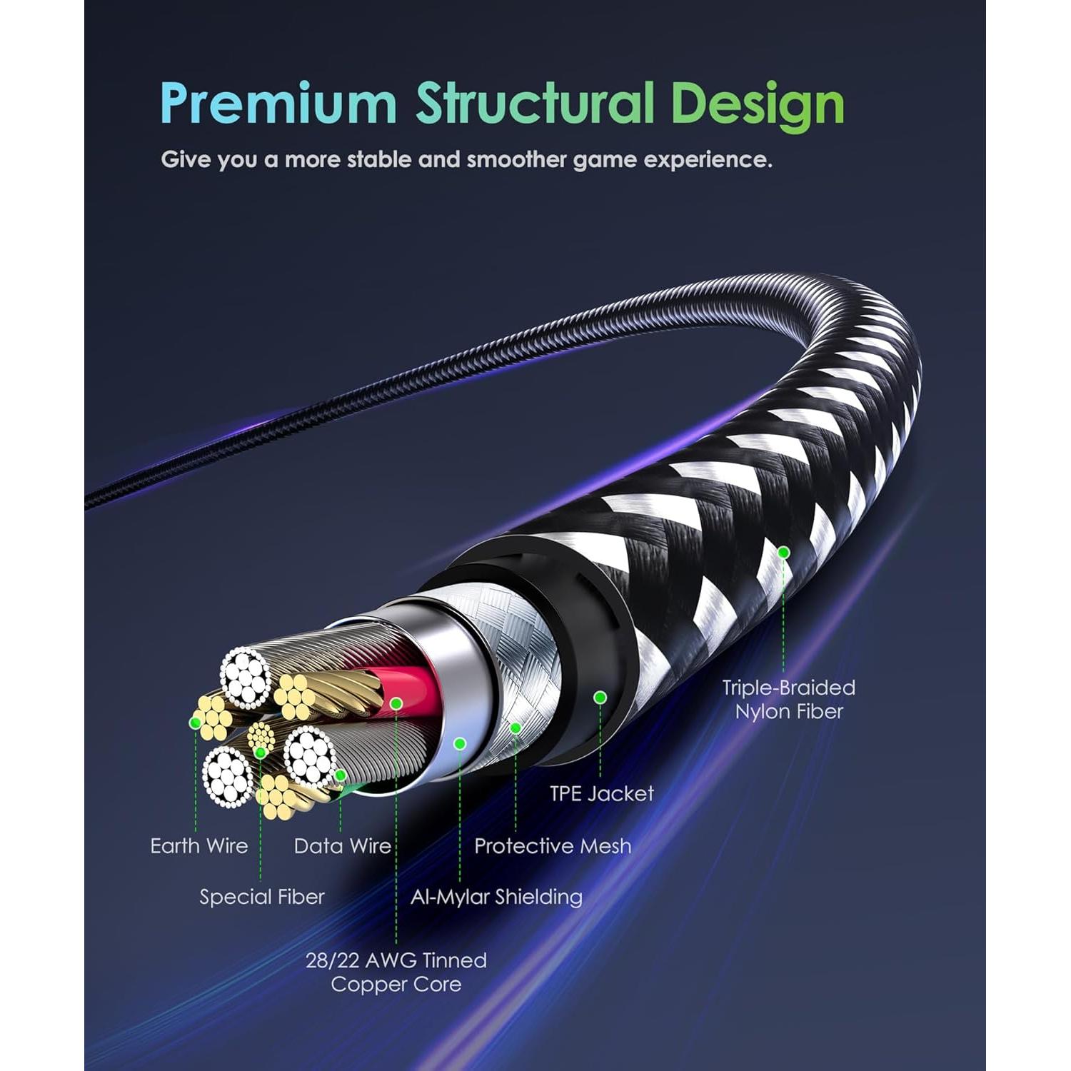 Cable de carga Micro USB 6amLifestyle 3m para PS4 y Xbox