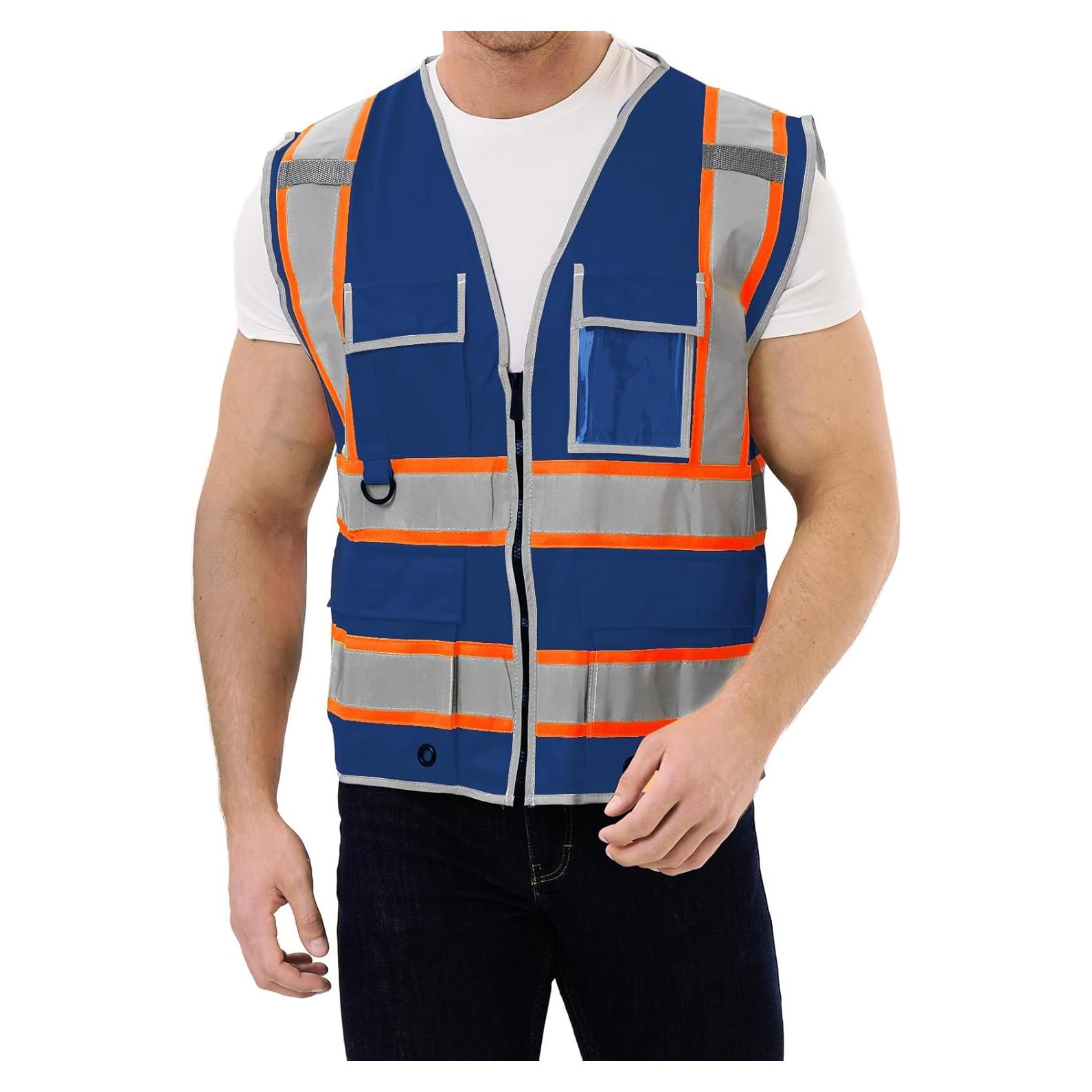 Chaleco de Seguridad Reflectante V104 con 9 Bolsillos Azul