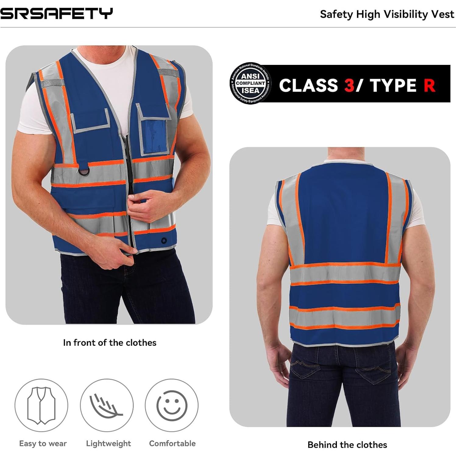 Chaleco de Seguridad Reflectante V104 con 9 Bolsillos Azul