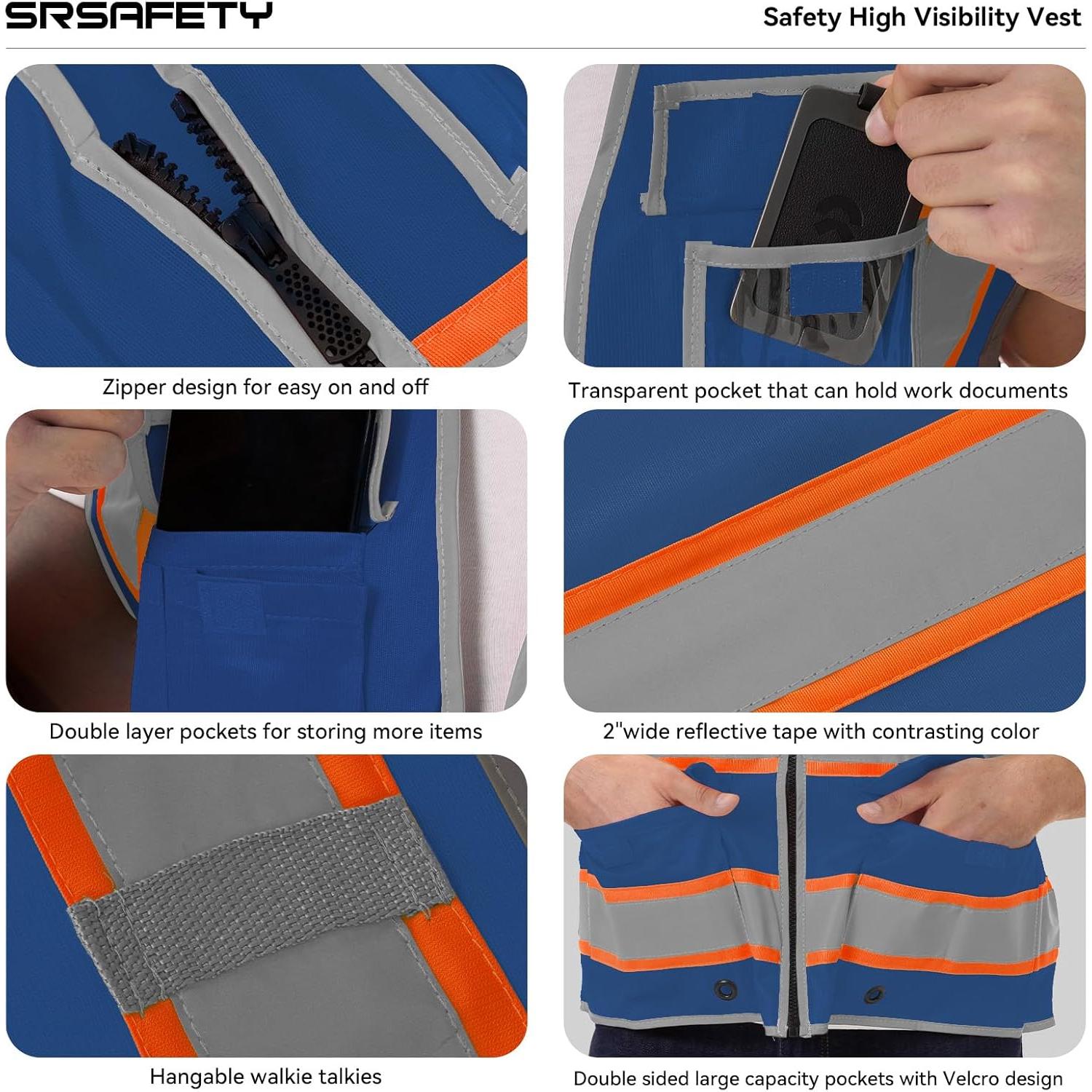 Chaleco de Seguridad Reflectante V104 con 9 Bolsillos Azul