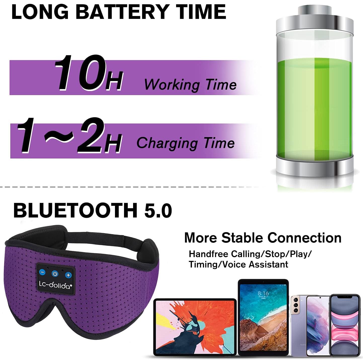 Auriculares para dormir Bluetooth LC-dolida, máscara 3 en 1