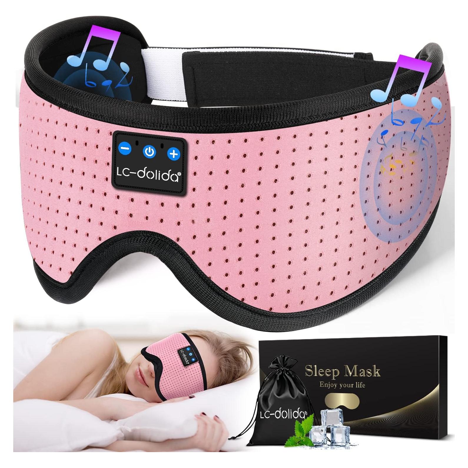 Máscara para dormir Bluetooth LC-dolida con auriculares 3D Rosa