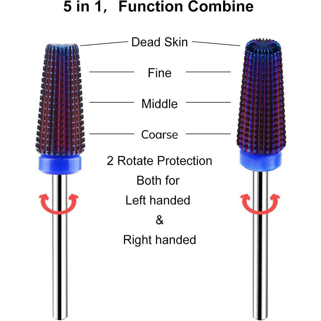 Juego de Brocas para Uñas Lavinda 7pcs 5 en 1 Carburo 2.35mm