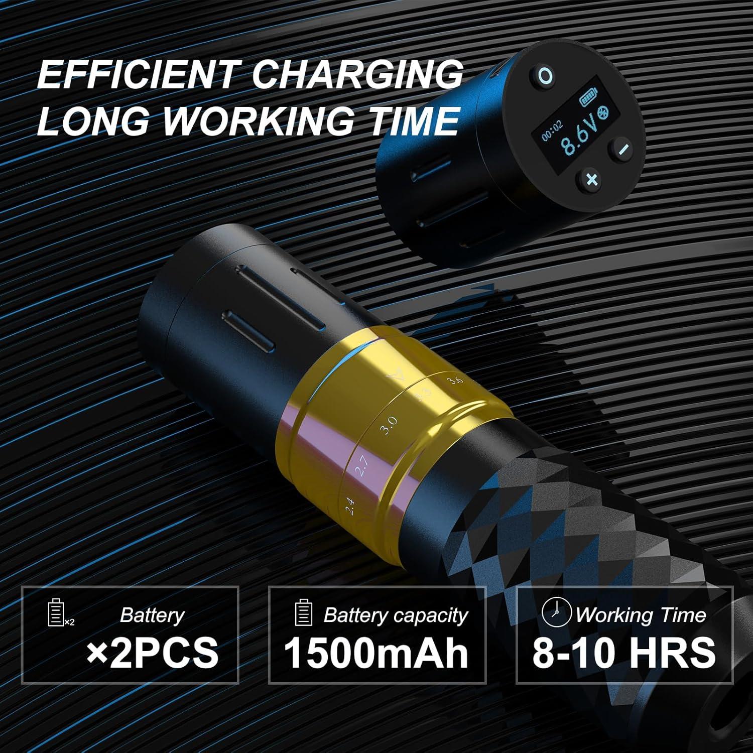 Kit de Tatuaje Inalámbrico Solong E75 con 2 Baterías 6500Rpm