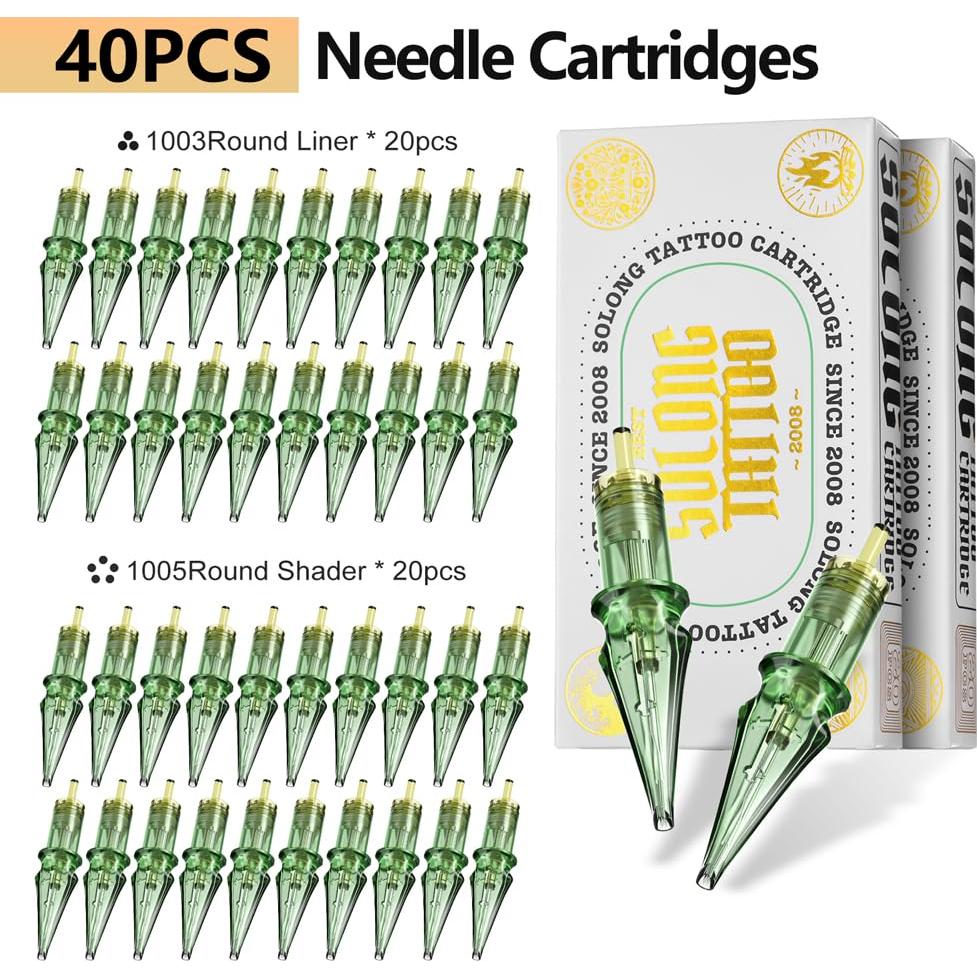 Kit de Tatuaje Inalámbrico Solong con Pantalla OLED y 40 Agujas