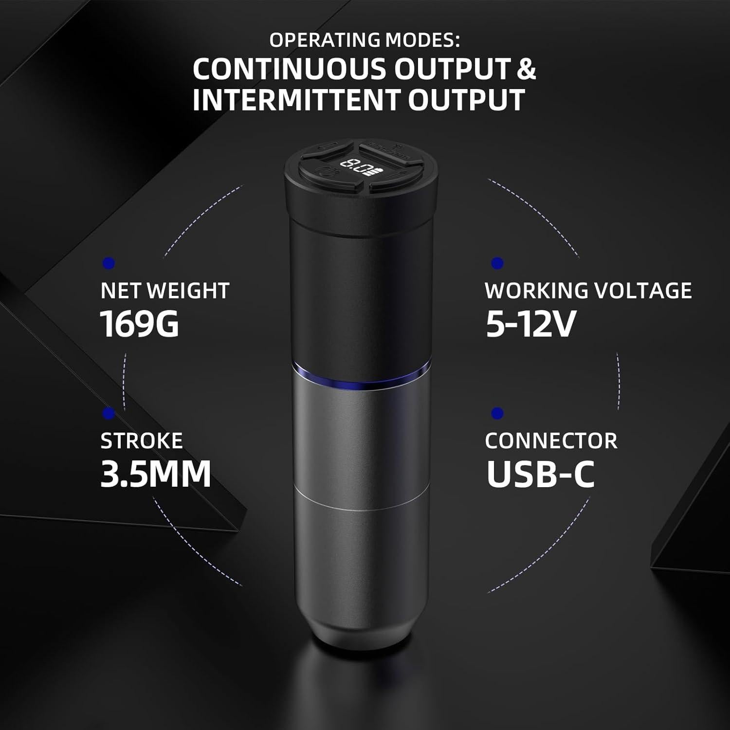 Kit de Tatuaje Inalámbrico Solong E72 con Pantalla LED y 20 Agujas